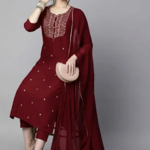 Collections ANJIKI Women Cotton Blend Kurti Pant Dupatta Set